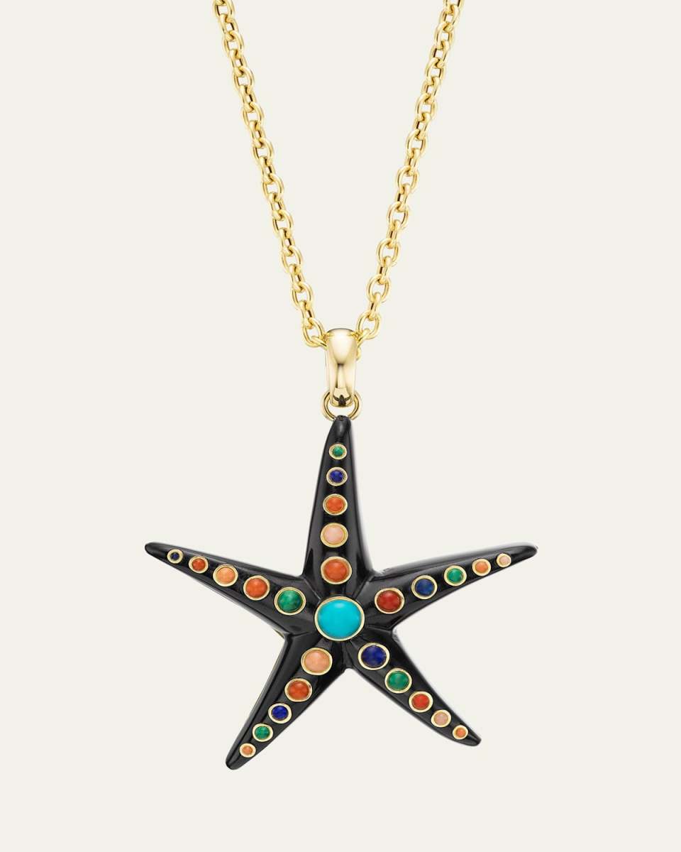 18K Yellow Gold Large Starfish Pendant Necklace